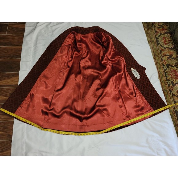 Vintage 60s 70s Rust Boucle Herringbone Double-Breasted Coat Jacket Mod Medium - Picture 15 of 16